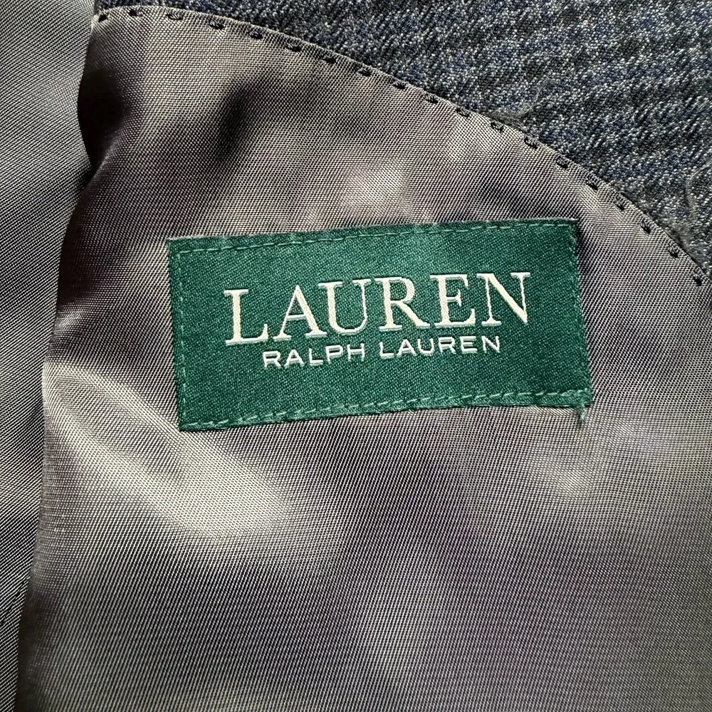 Ralph Lauren Blazer Men 48L Performance Blend Blue Glen Plaid Houndstooth Check